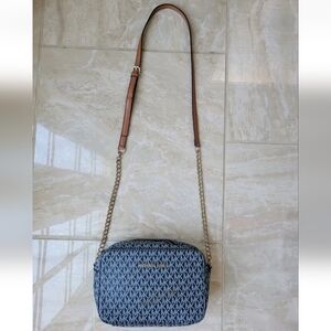 Michael Kors Blue Jacquard Shoulder Crossbody Bag